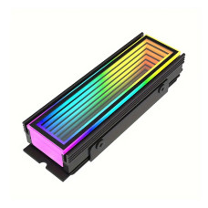 ARGB Aura Sync M.2 NVMe SSD Cooling Vest - Aluminum Heatsink for 2280 Solid State Drives, RGB Lighting, Enhanced Heat Dissipation, Black Design for PC Builds - Black